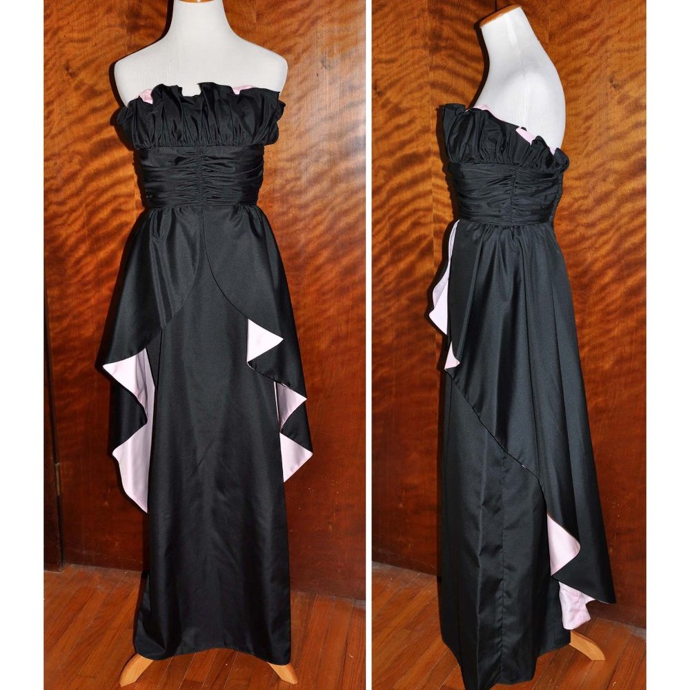 Vintage Black Old Hollywood Strapless Formal Evening Gown Audrey Hepburn